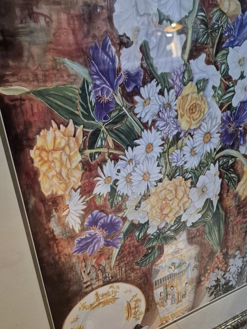 Framed Print By Artist John Powell, Floral Asian Style